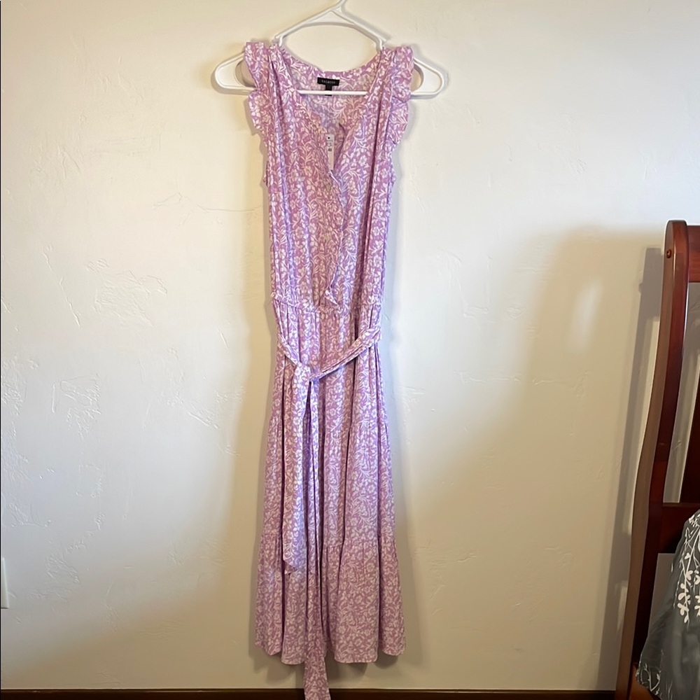 Talbots Purple Maxi Dress Flutter Sleeves